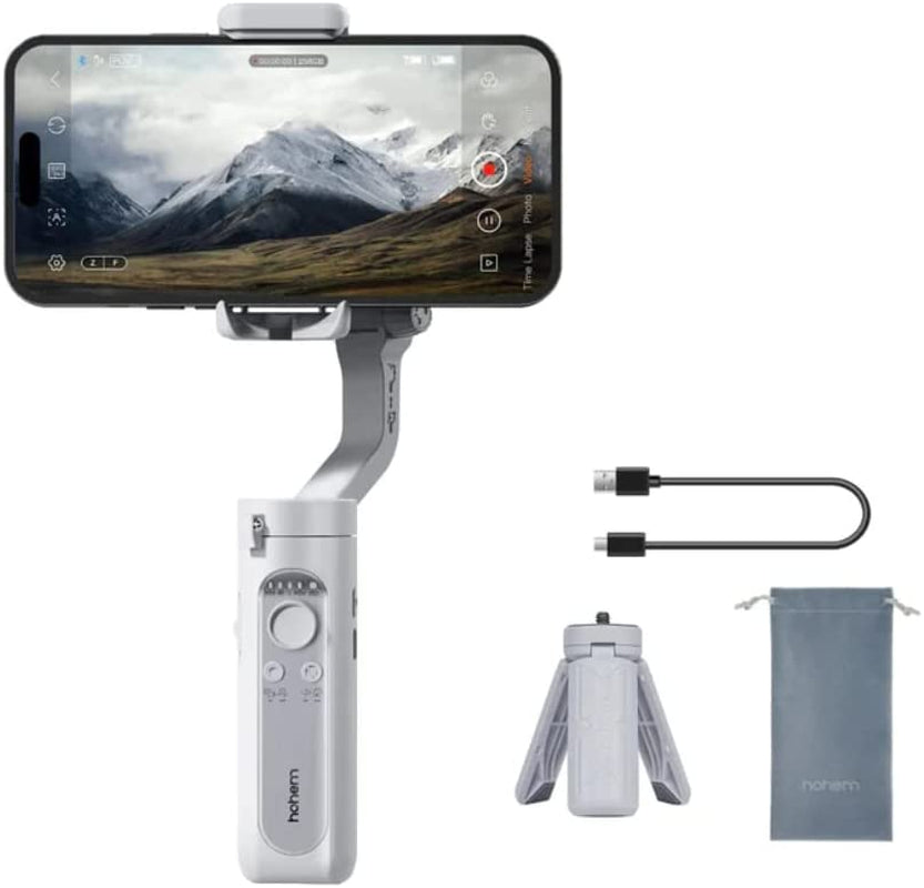 Hohem Isteady XE Gimbal Stabilizer for Smartphone,3-Axis Phone Stabilizers with Tripod for Video Recording 280G Load Capacity Replacement for Iphone 14 Pro/13/12/11 with Fill Light  hohem iSteady XE-Grey  