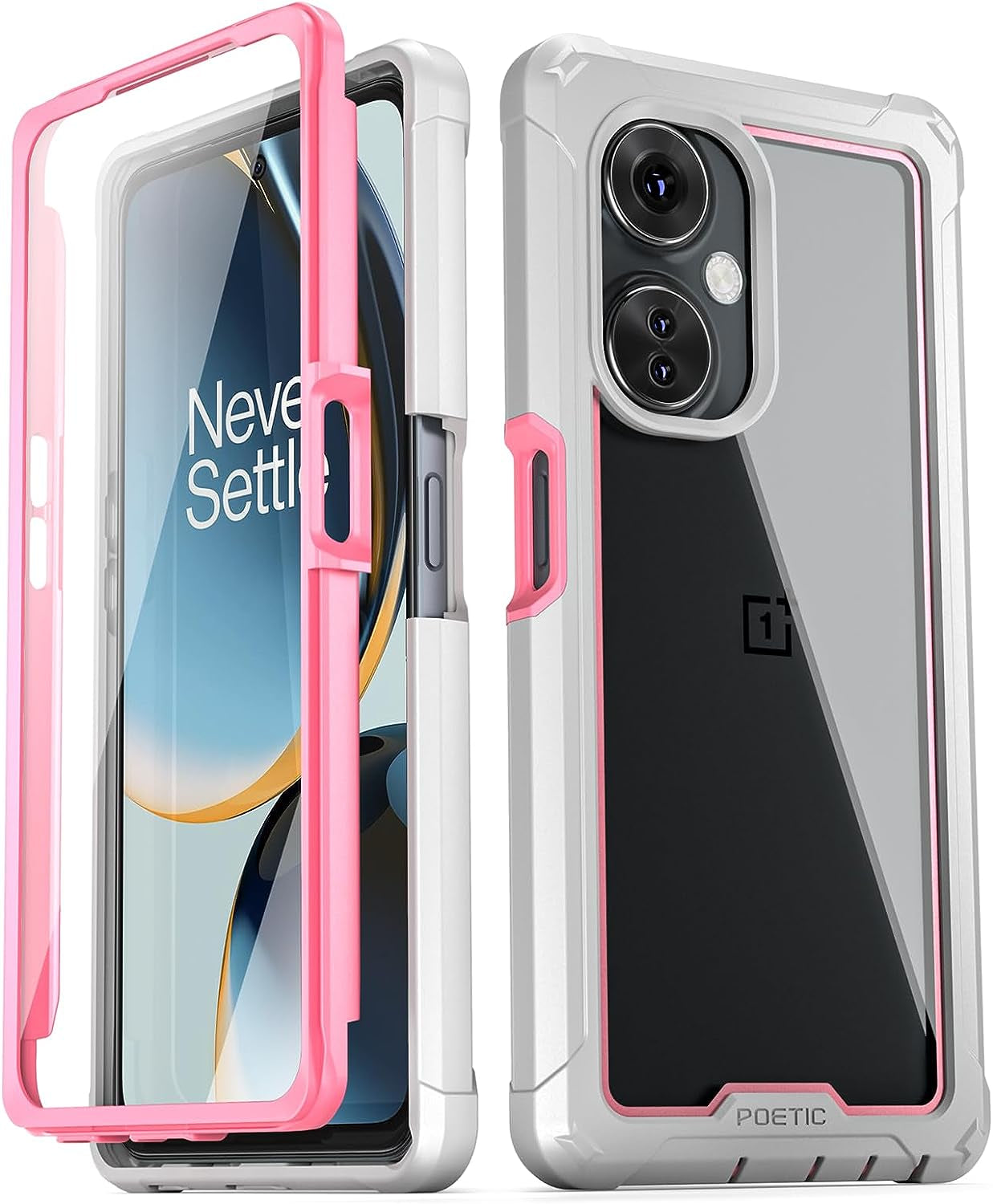 Poetic Guardian Case Designed for Oneplus Nord N30 5G, [20FT Mil-Grade Drop Tested], Full Body Hybrid Shockproof Bumper Cover with Built-In Screen Protector, Pink/Clear  Poetic   