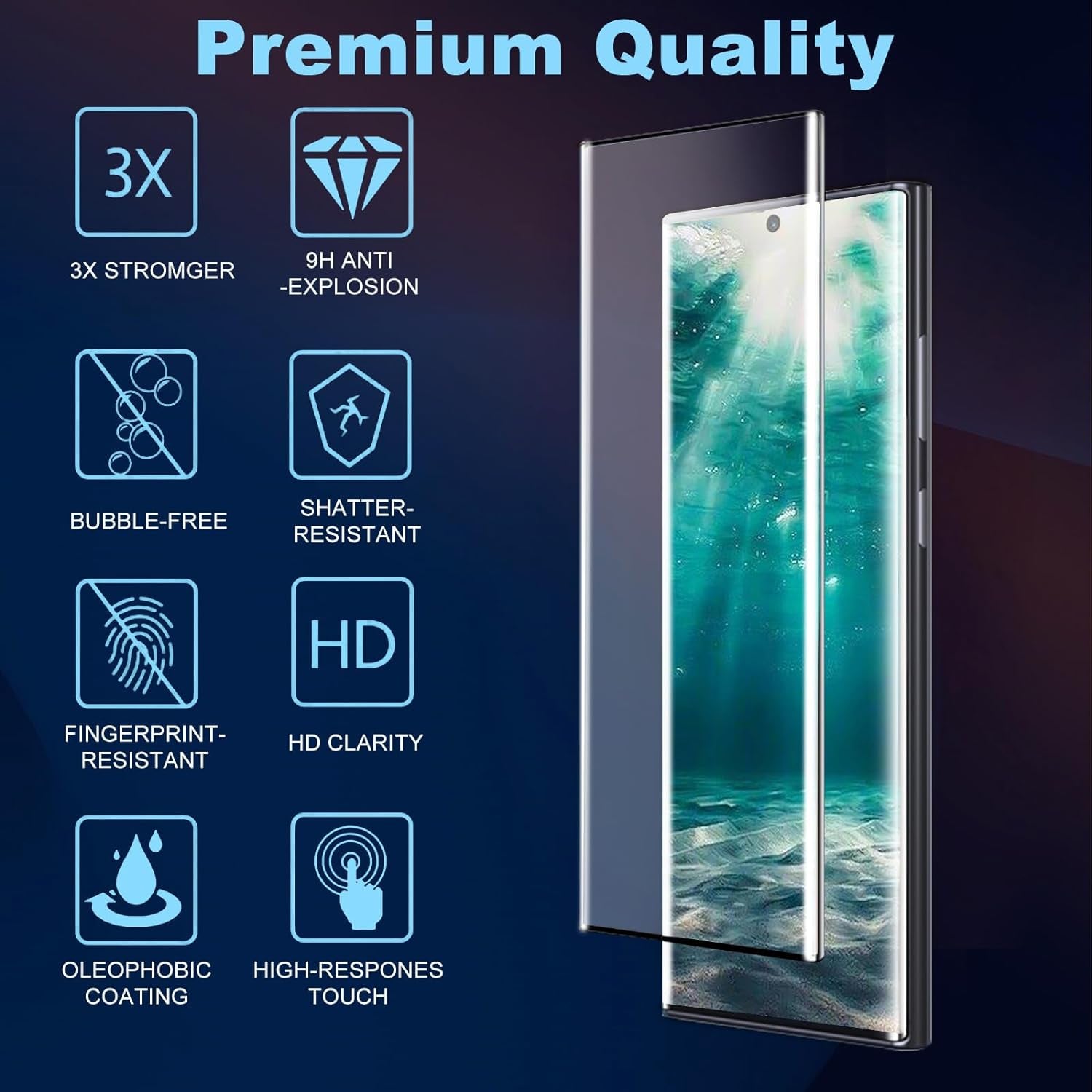 3 Pack Galaxy Note 20 Ultra Screen Protector, HD Clear Tempered Glass, Fingerprint Unlock, 3D Curved, Scratch Resistant, Bubble-Free for Samsung Galaxy Note 20 Ultra 5G Glass Screen Protector  Coliary   