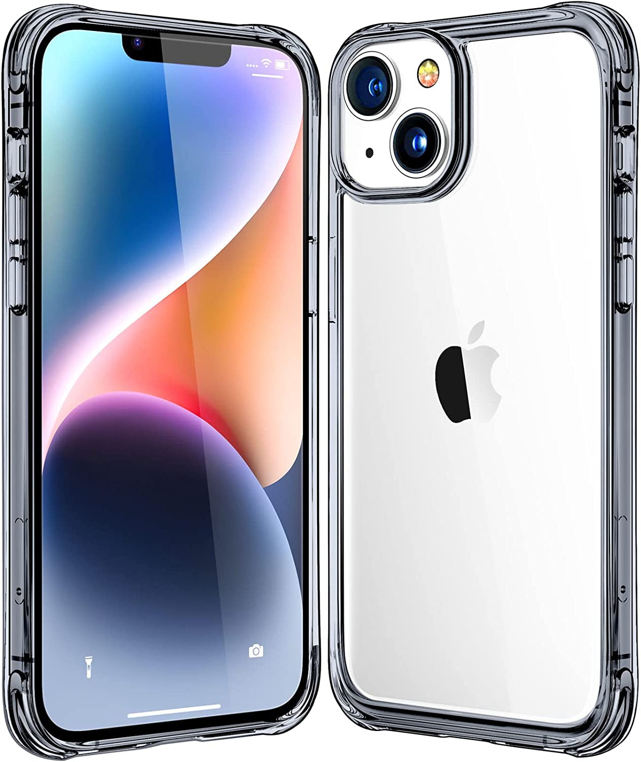 Mkeke Designed for Iphone 14 plus Case Clear, [Non Yellowing] [Military Grade Protection] Shockproof Slim Phone Case for Iphone 14 plus 6.7 Inch - Gradient Black-Green  Shenzhen Make Technology Company Limited Black  