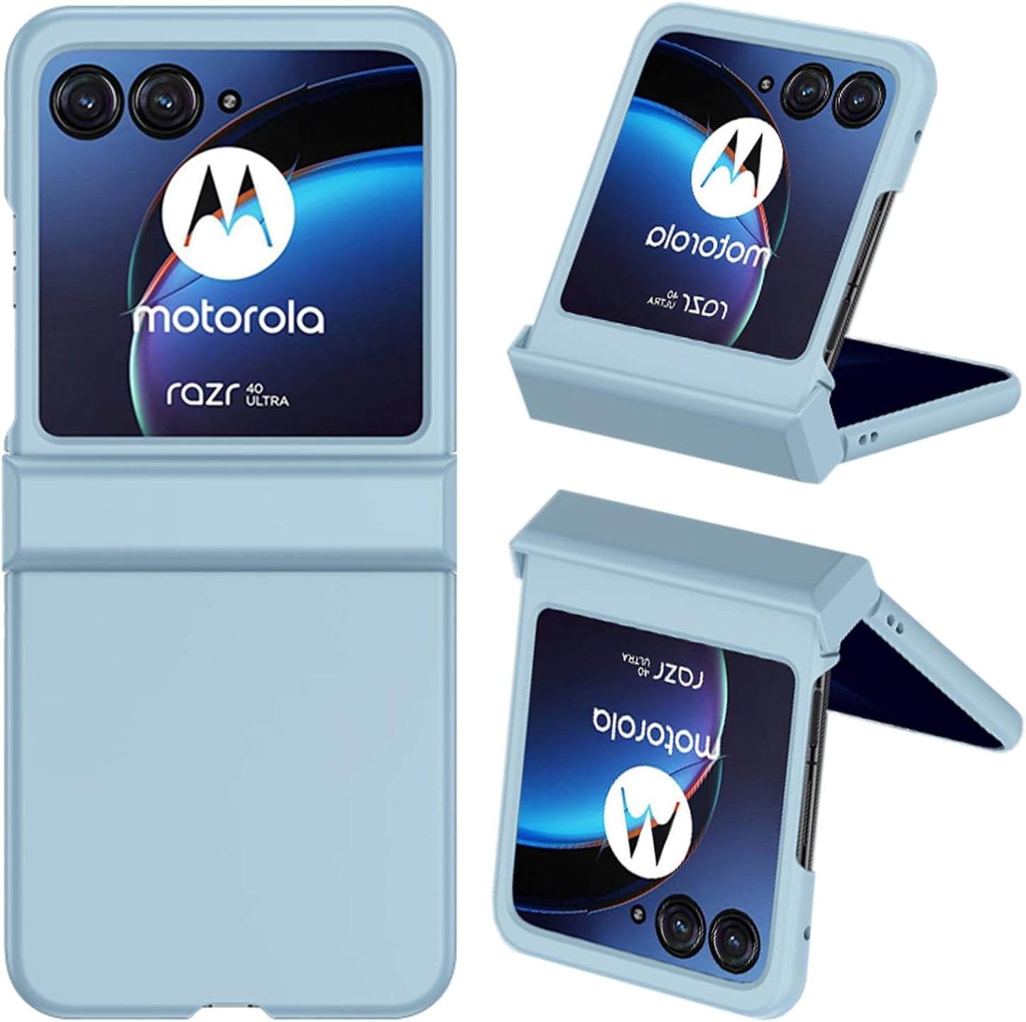 NINKI Compatible Motorola Razr plus Case 2023 with Hinge Protection,Motorola Razr+ 2023 Case Thin,Cute Hard PC Protective Phone Case for Motorola Razr 40 Ultra Case New Moto Razr plus 2023 Case White  NINKI Blue Normal 