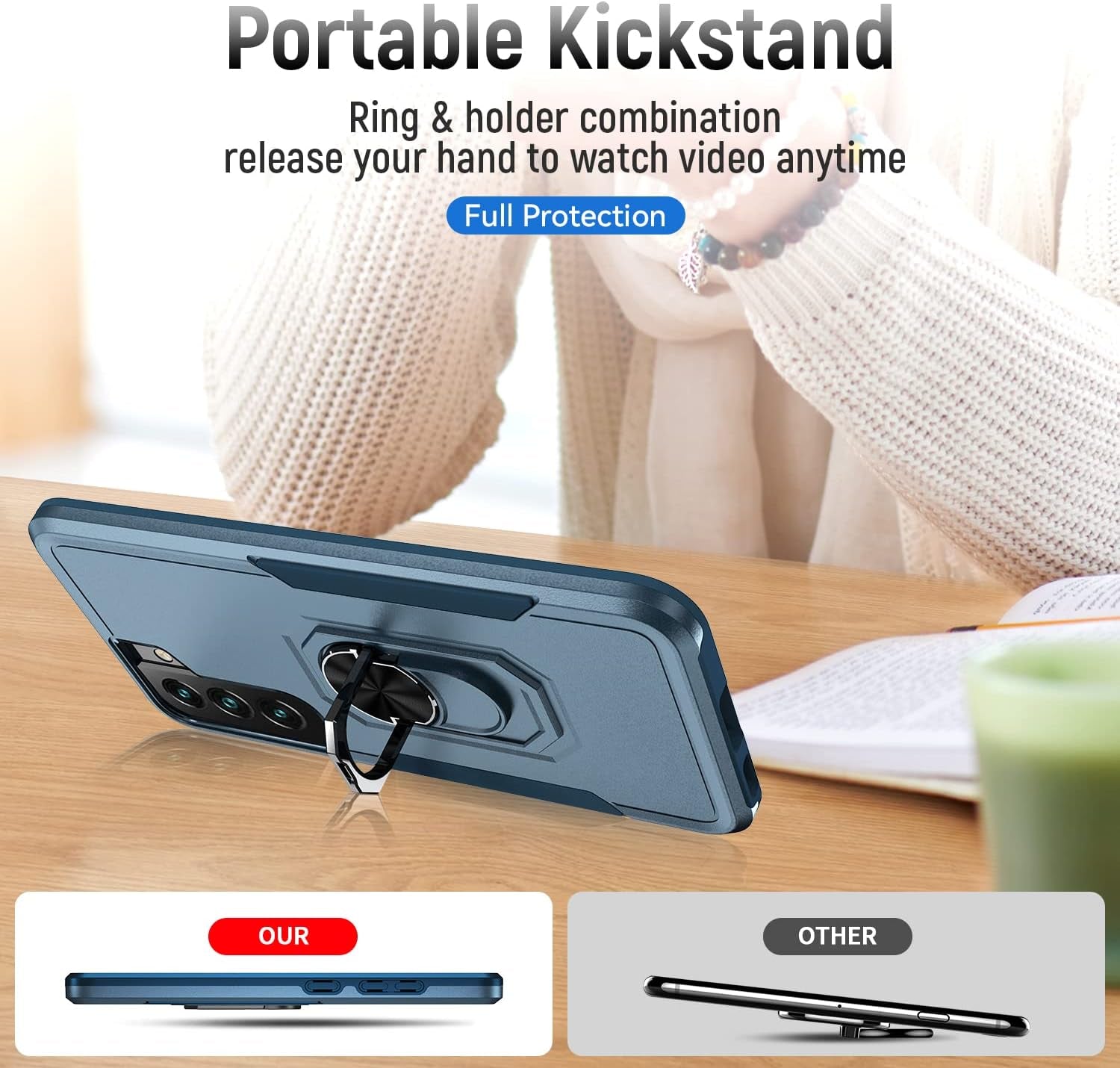 Fucozan for Samsung Galaxy S22 plus Case Galaxy S22+ Case with Kickstand Armor Magnetic Ring Rugged Protective Military Grade Shockproof Case for Galaxy S22 plus Phone Case (Navy)  Fucozan   