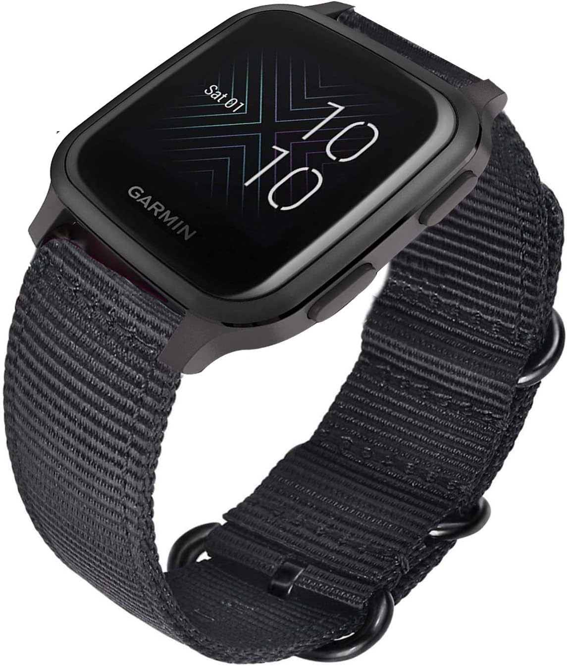 Vicrior Bands Compatible with Garmin Venu SQ Music, Premium Soft Nylon Quick Release Replacement Strap Watch Band for Garmin Venu Sq/Sq Music, Black  ViCRiOR   