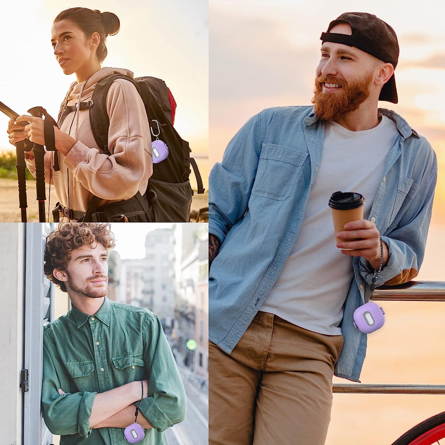 [Upgrade Lock] Case for Galaxy Buds 2 Pro/Galaxy Buds Pro/Galaxy Buds 2 Case/Galaxy Buds Live, Armor Cover Case Compatible with Samsung Earbuds Shockproof Protective with Lanyard Keychain (Purple)  AIBEAMER   