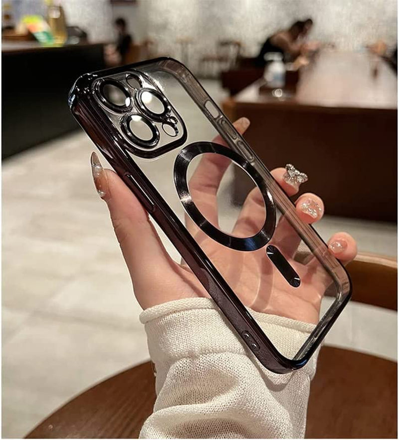 ZIYE Magnetic Case for Iphone 14 Pro Max Case [Compatible with Magsafe] Camera Lens Protector Plating Luxury Cover for Women Men Clear Soft TPU Shockproof Protective Phone Case - Black  ZIYE   