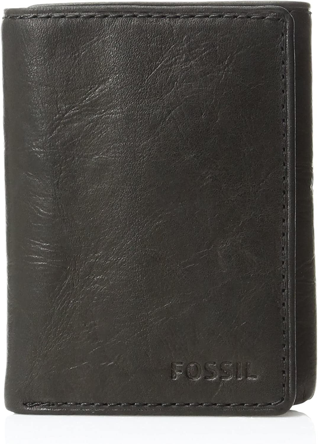 Fossil Men'S Leather Trifold Wallet  Fossil Men's Accessories Ingram Black  