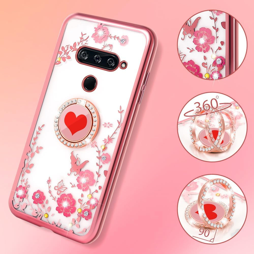 Easyscen Case for LG V40 Thinq, Red Heart Butterfly Cute Girls Phone Case Soft Silicone Clear Case for Girls Women, Thin Slim Lightweight Pro Tective Bumper Cover for LG V40 Thinq - Butterfly  xinchuang   