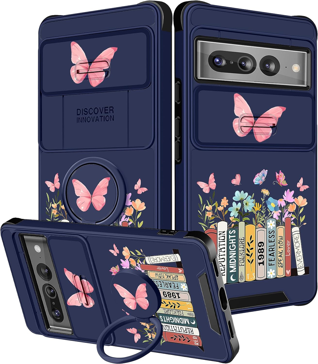 Funermei (2In1 for Google Pixel 7 Pro Case for Women Cute Butterfly Girls Phone Cover Girly Kawaii Aesthetic Butterfly Design with Camera Cover and Ring Stand Funda for Google Pixel Pro 7 Case  Funermei 4-For Pixel 7 Pro-Books  