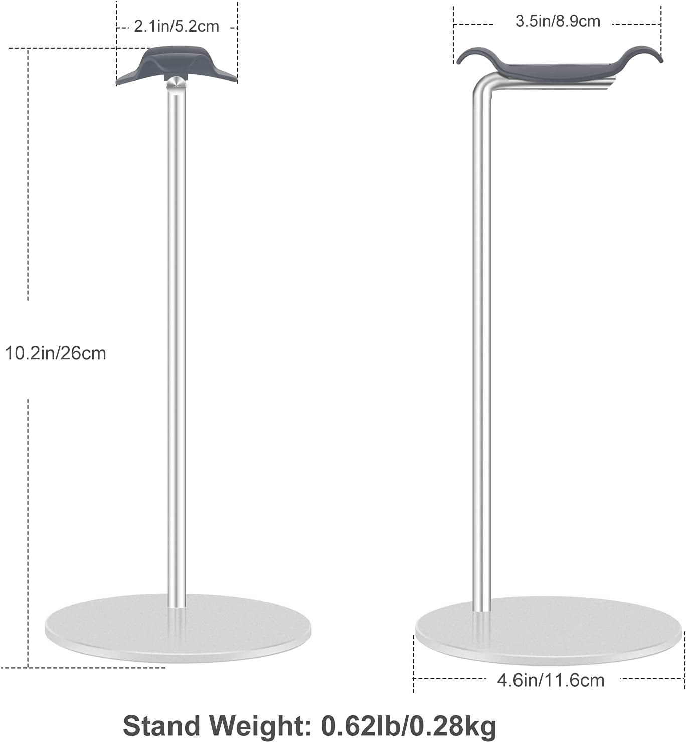 SHUOSUO Headphone Stand Aluminum, Headset Holder with Solid Base for Desk, Compatible with Airpods Max, Beats, Bose, B&O, Sony, Sennheiser, Etc (Silver)  SHUOSUO   