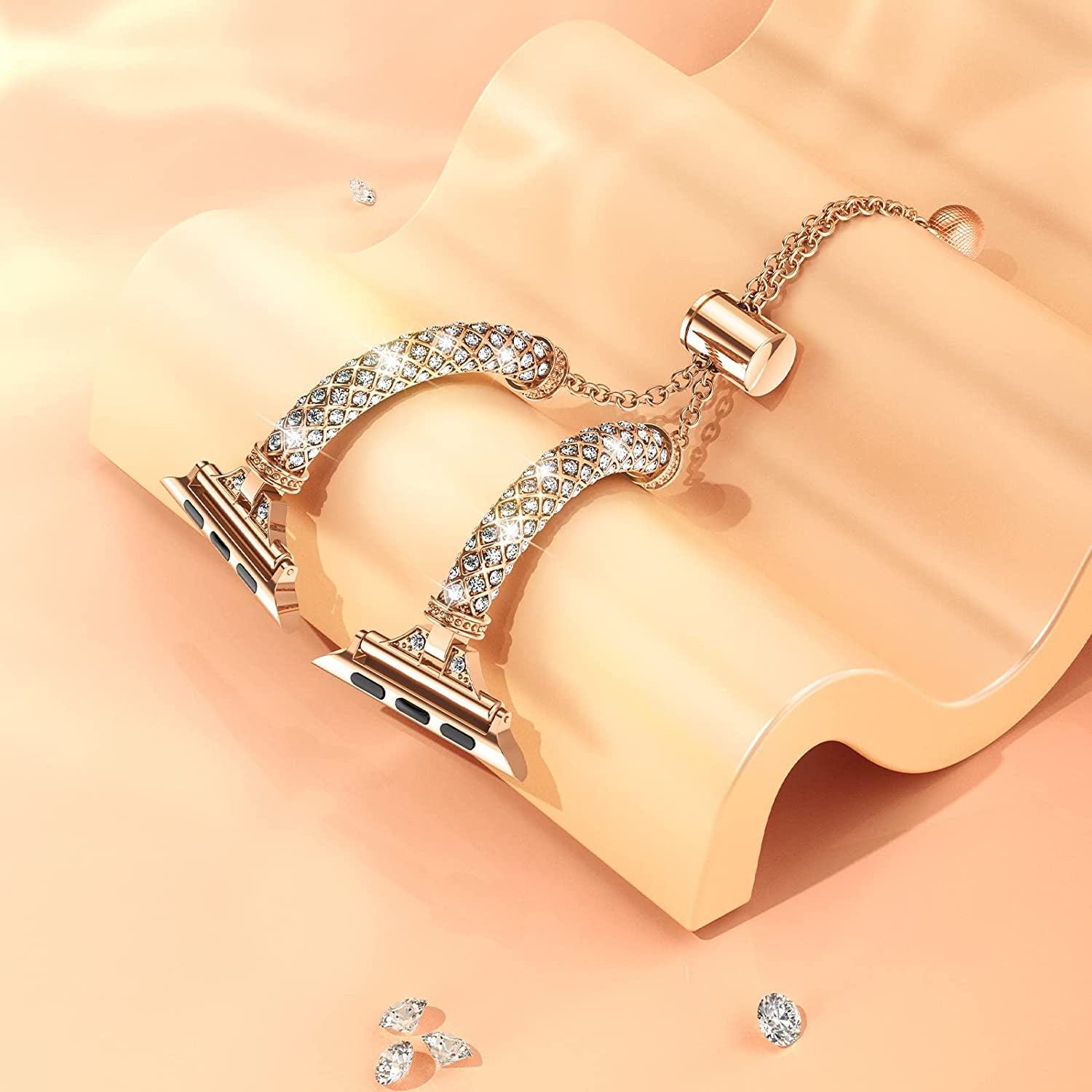 LETOID Bling Band Compatible with Apple Watch – 38Mm 40Mm 41Mm 42Mm 44Mm 45Mm 49Mm Women Fancy Slim Metal Bracelet Strap with Rhinestone for Iwatch Series 8 7 SE 6 5 4 3 2 1  LETOID   