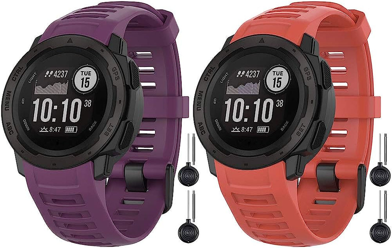Vozehui Bands Compatible with Garmin Instinct Sports GPS, Soft Silicone Adjustable Replacement Wristbands for Garmin Instinct/Instinct Tide/Instinct Tactical  Vozehui Red+Purple  