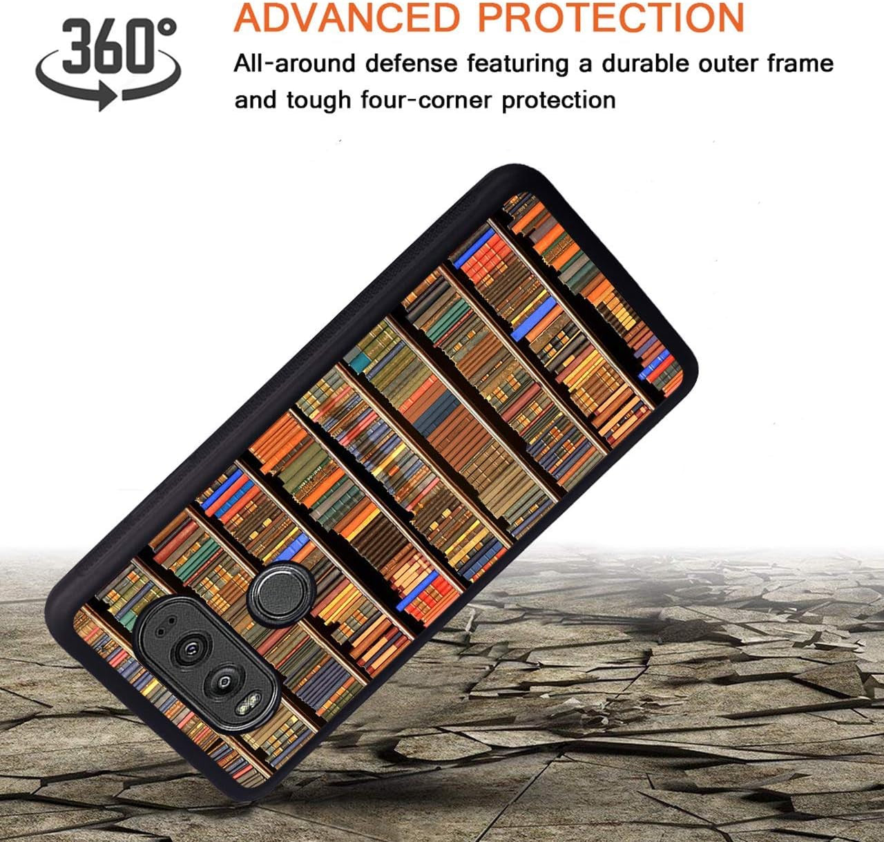 LG V30 Case,Books in Library Design Slim Impact Resistant Rubber Protective Case Cover for LG V30/LG V30 Plus/Lg V30S/Lg V35/LG V35 Thinq  Log Zog   