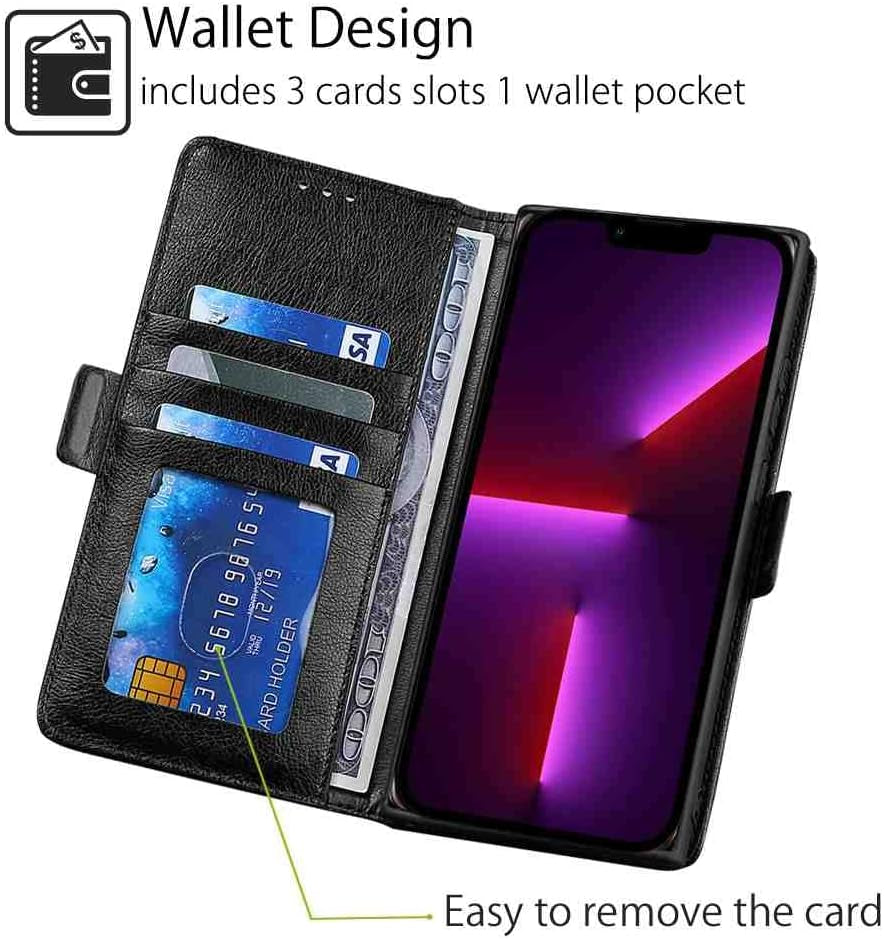 Cyr-Guard Phone Cover Wallet Folio Case for LG V30, Premium PU Leather Slim Fit Cover for LG V30, 1 Photo Frame Slot, Friendly Fit, Black  Cyr-Guard   