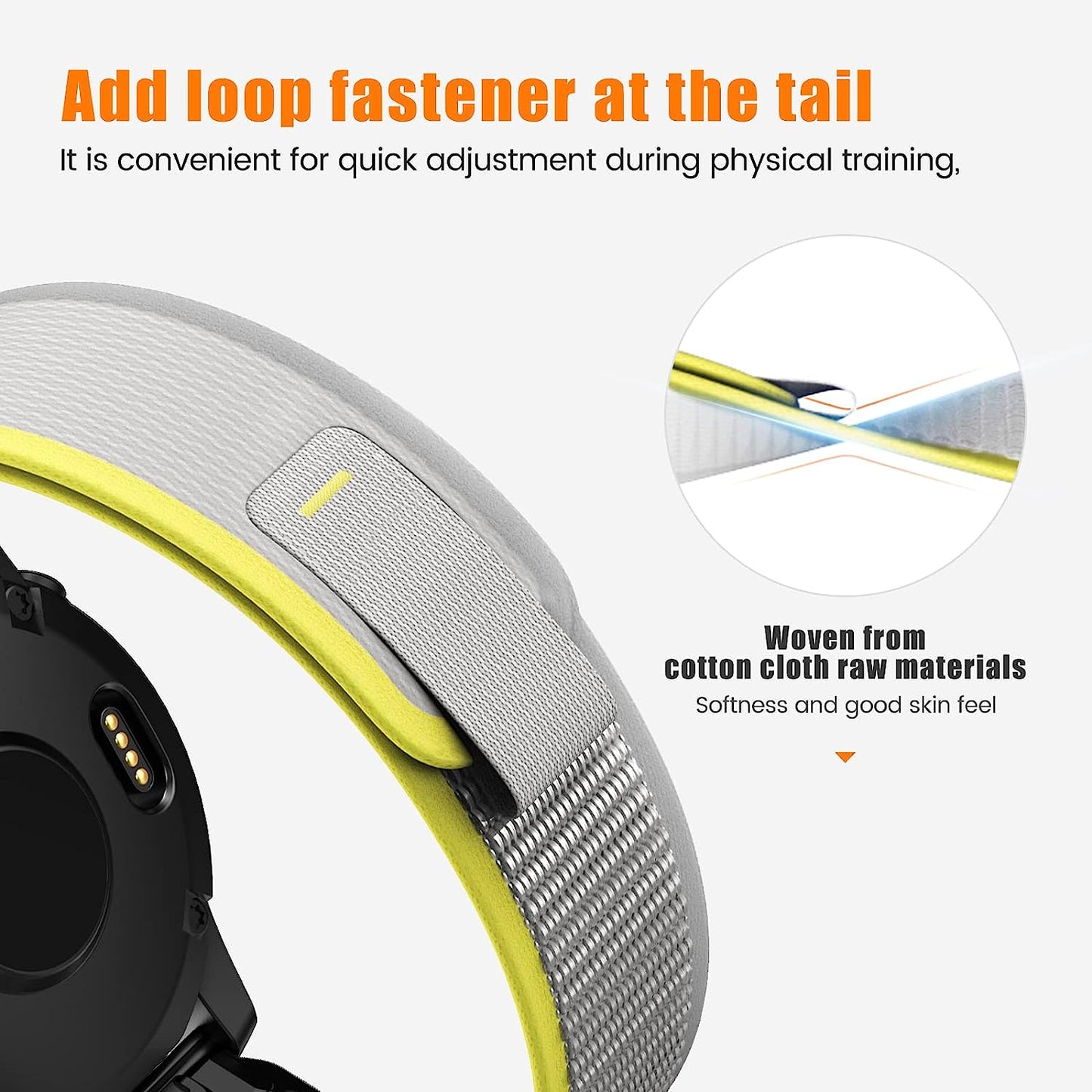 ANCOOL Fenix 7X/6X/5X Band, 26Mm Easy Fit Nylon Straps Compatible for Garmin Fenix 3/5X Plus/6X Pro/Tactix Delta/Enduro 2 Bands（Yellow/White）  ANCOOL   