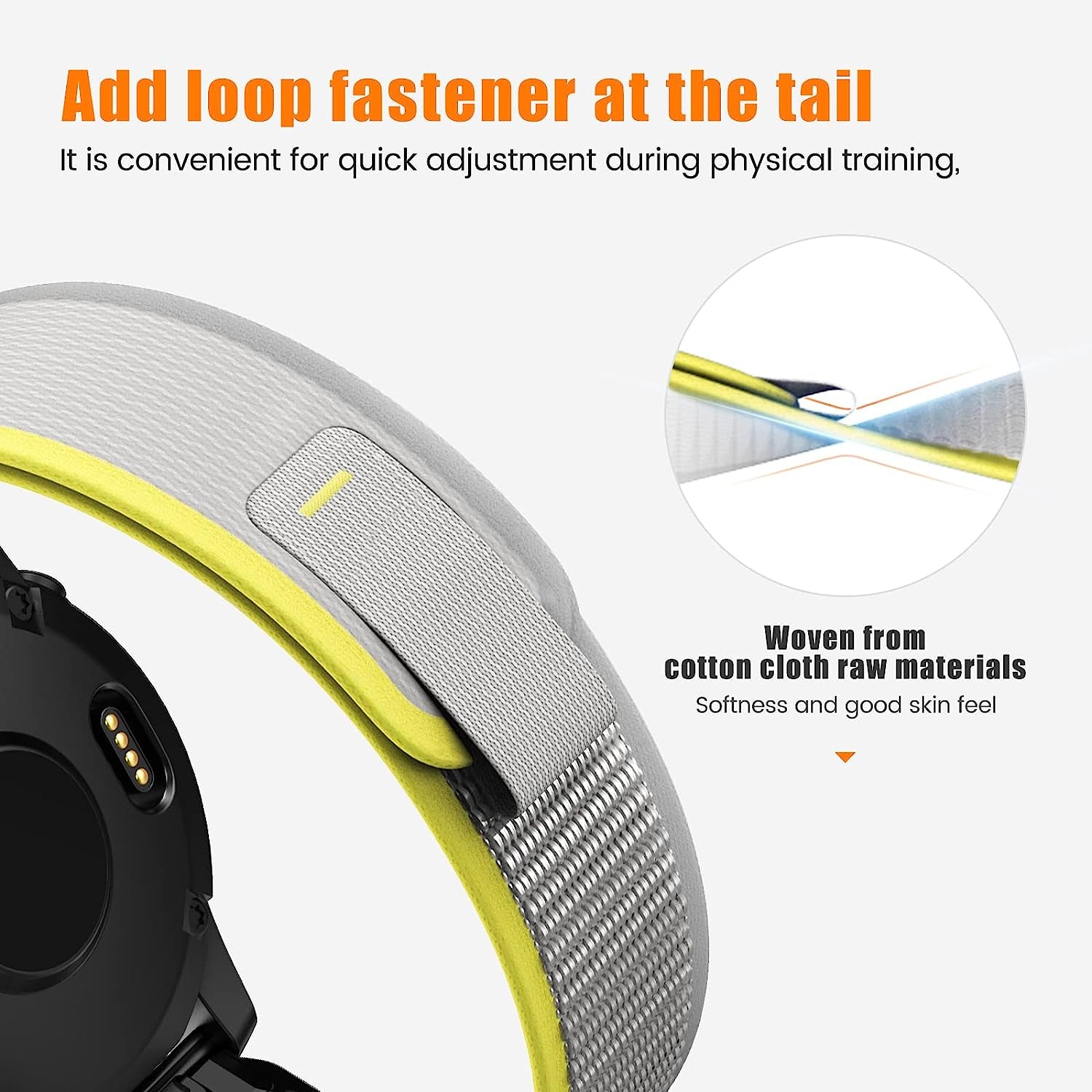 ANCOOL Fenix 7X/6X/5X Band, 26Mm Easy Fit Nylon Straps Compatible for Garmin Fenix 3/5X Plus/6X Pro/Tactix Delta/Enduro 2 Bands（Yellow/White）  ANCOOL   