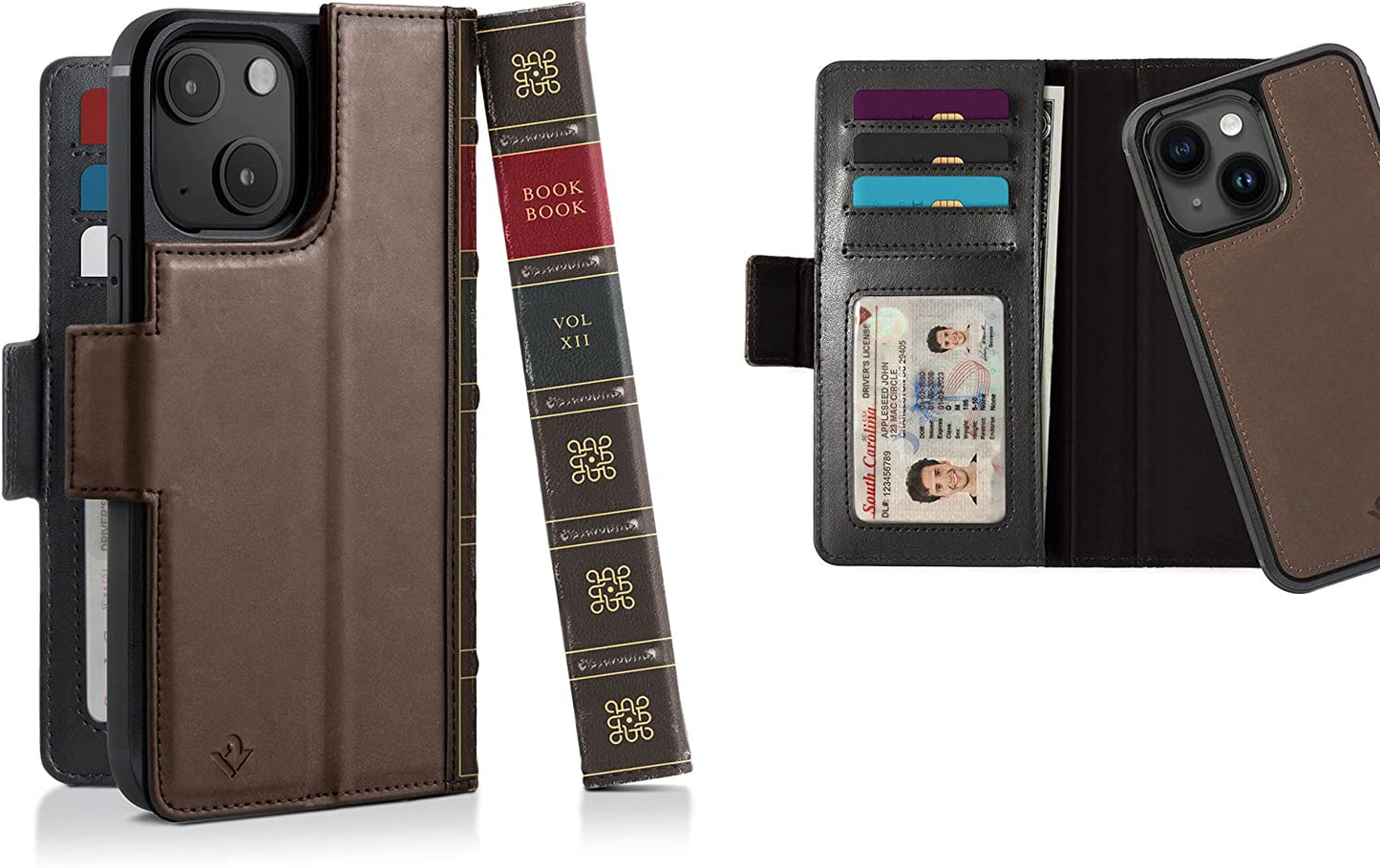 Twelve South Bookbook for Iphone 14 plus | Magsafe Compatible Full-Grain Leather Wallet Case with Display Stand + Removable Stand-Alone Leather Accent Case, Brown  Twelve South   