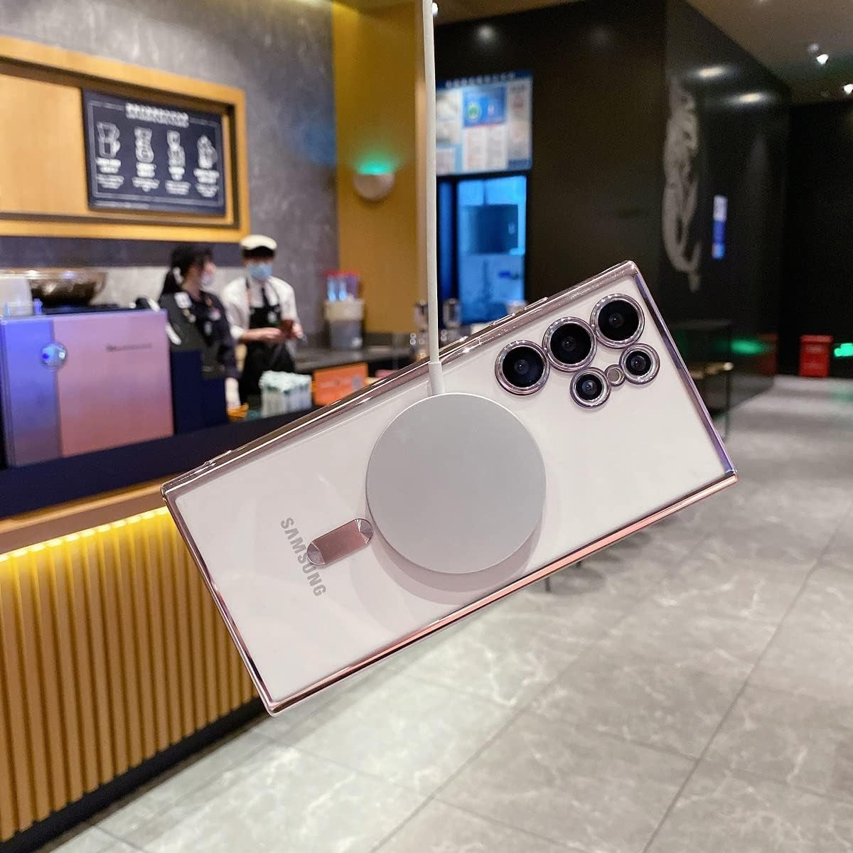 Threehundred for Samsung Galaxy S22 Ultra Case Magnetic Clear with Camera Lens Protector Full Protection Magsafe Electroplated Silicone Slim Fit Shockproof Protective Case Cover 6.8 Inch - Lavender  Threehundred   