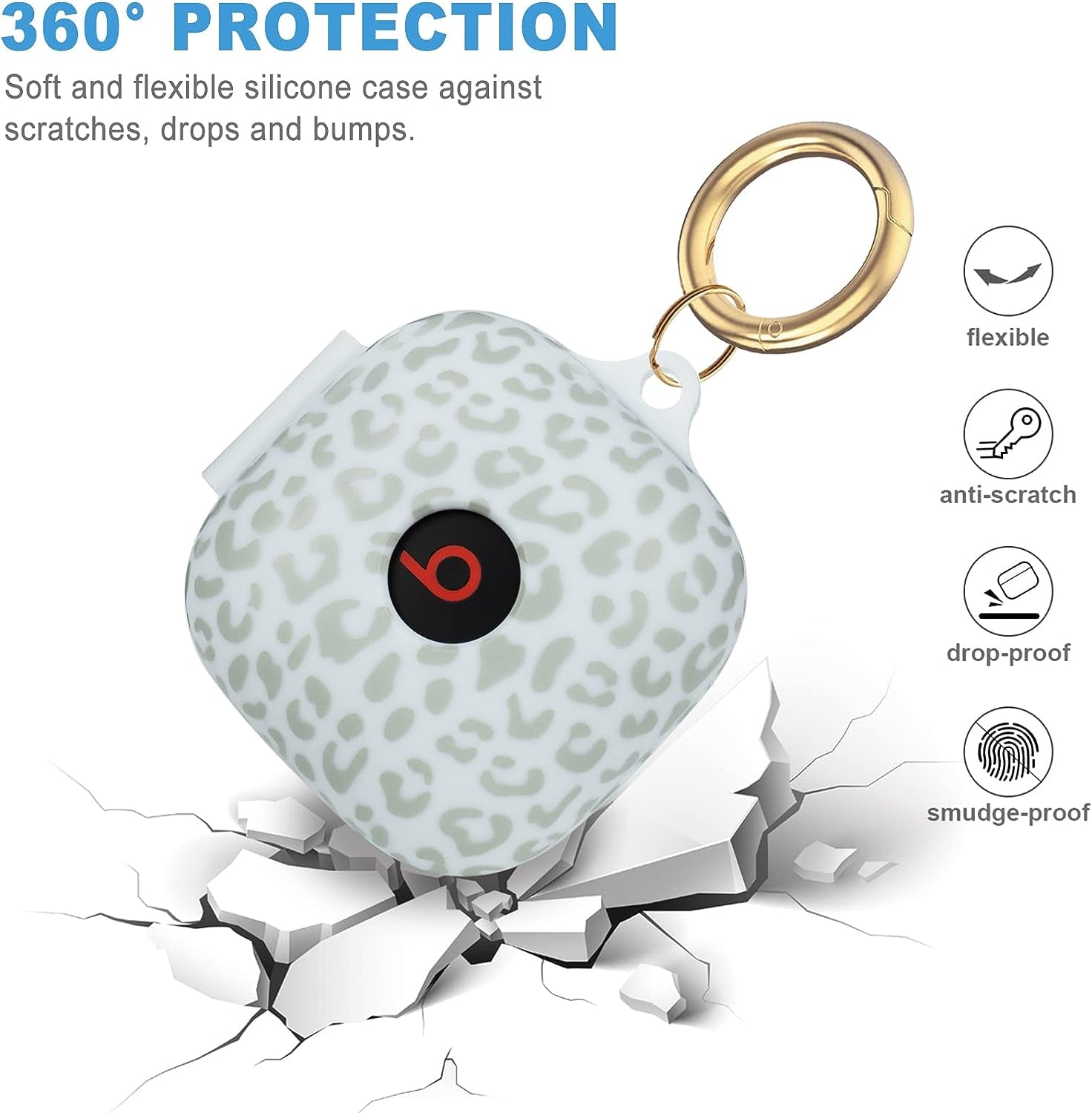 Beats Fit Pro Case Cover, Gawnock Soft Silicone Leopard Print Case for Apple Beats Fit Pro 2021 Shockproof Protective Earbuds Case with Keychain for Women Girl (Light Green Leopard/Cheetah)  Gawnock   