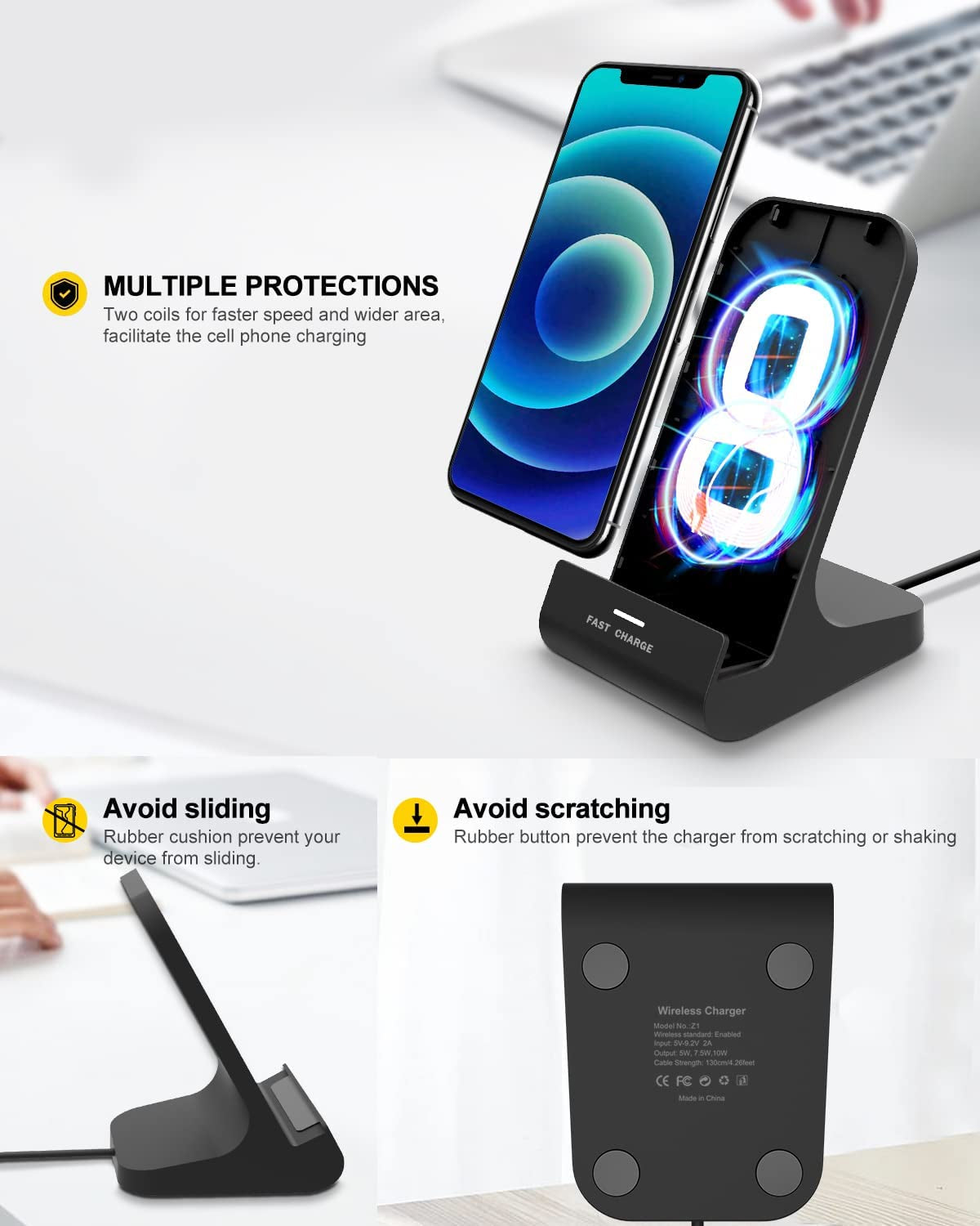 Oinmely Z1 Wireless Charger Wireless Phone Charger Stand 10W Max Compatible with Apple Iphone 14 13 12/12 Pro Max/ 11Pro/11Pro Max/Xr/Xs Max/Xs/X/8/8Plus, Samsung Galaxy  OINMELY   