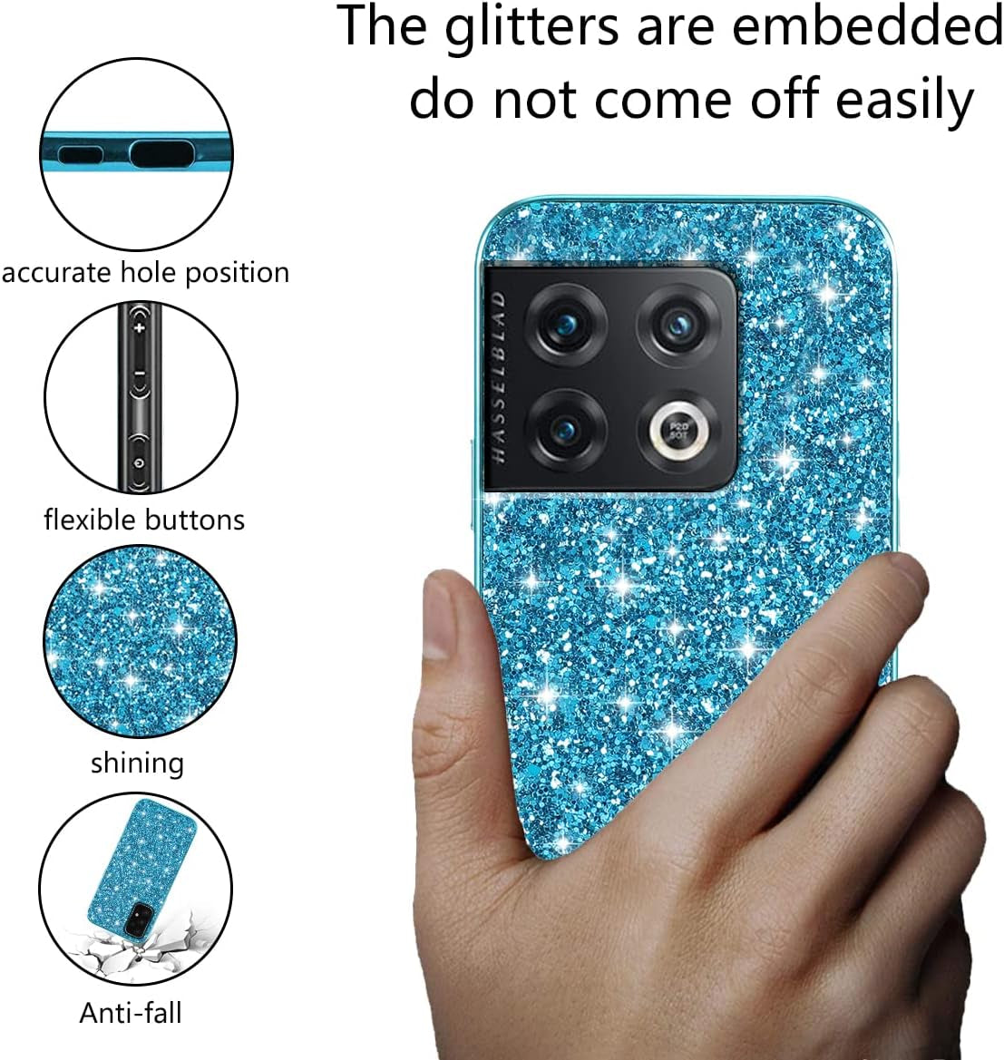 Jancyu Compatible with Oneplus 10 Pro Case, Shockproof Phone Cases for Oneplus 10 Pro Glitter Protective Cover for Women Cute Accessories (Blue)  Jancyu   