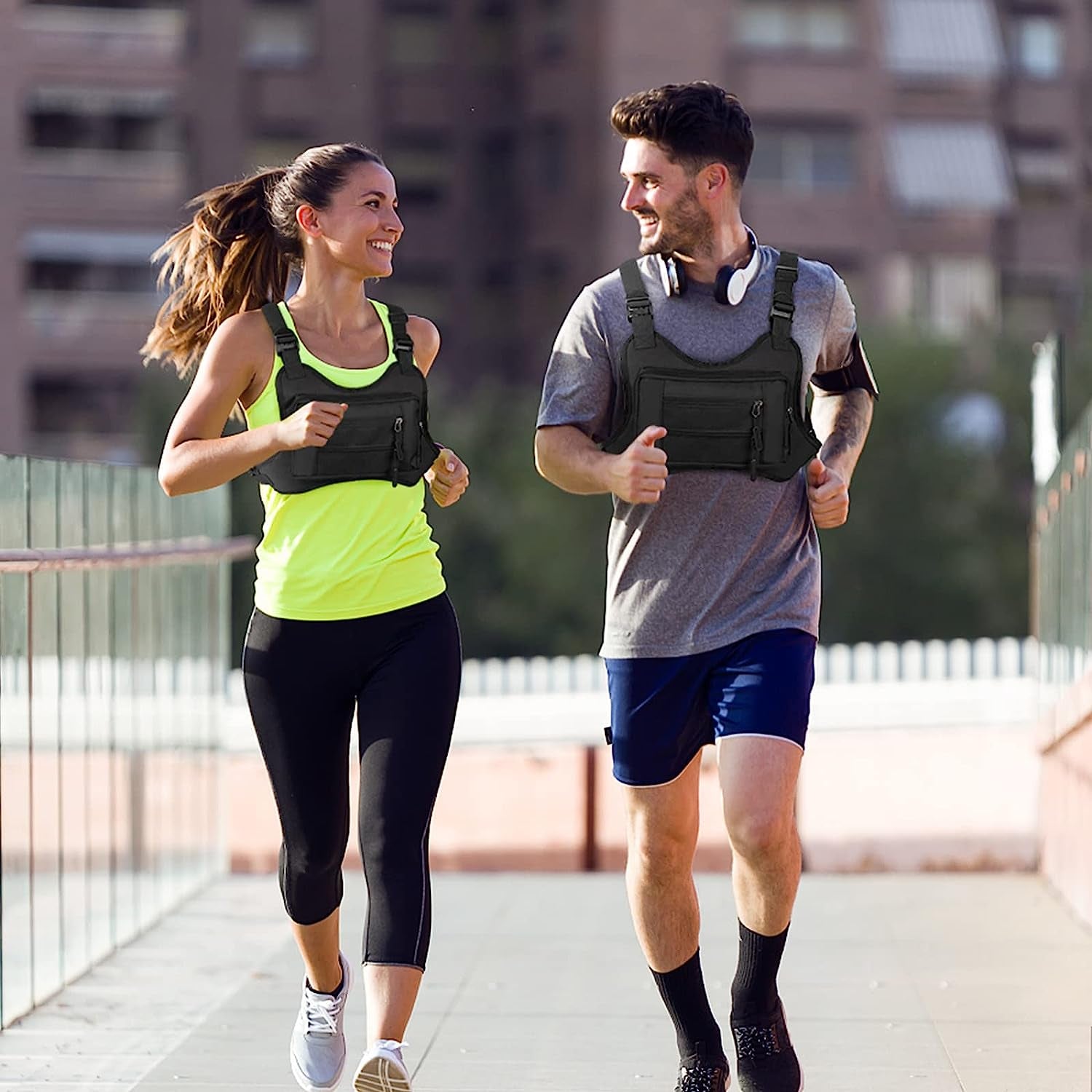 Jueachy Chest Bag for Men Women Running Bag Chest Phone Holder Chest Fanny Pack Tactical Chest Pouch for Workouts Cycling Exercise Hiking with Pockets Extra Storage  Jueachy   