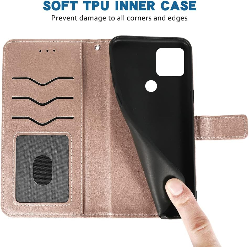 FDCWTSH Compatible with Google Pixel 4A 5G 6.2 Wallet Case Wrist Strap Lanyard Leather Flip Cover Card Holder Stand Cell Phone Cover for Pixel4A5G UW Pixel4A 5G Pixle A4 G5 Pixle 4A5G 5XL Rose Gold  FDCWTSH   