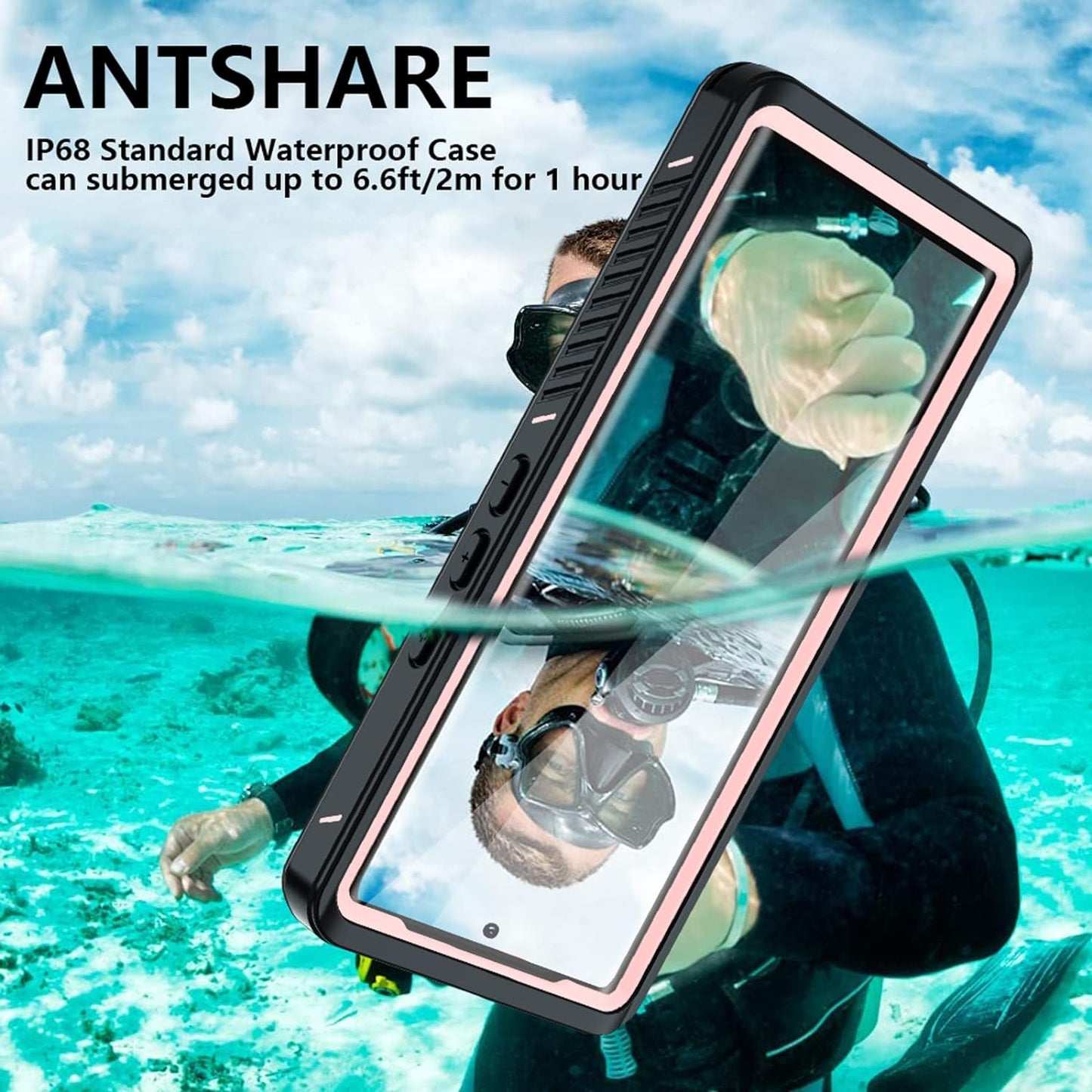 ANTSHARE Designed Google Pixel 6 Pro Case with Screen Protector Clear Pixel 6 Pro Protective Case Waterproof Shockproof, 360 Full Body Case Slim Cover for Pixel 6 Pro(Pink)  ANTSHARE   