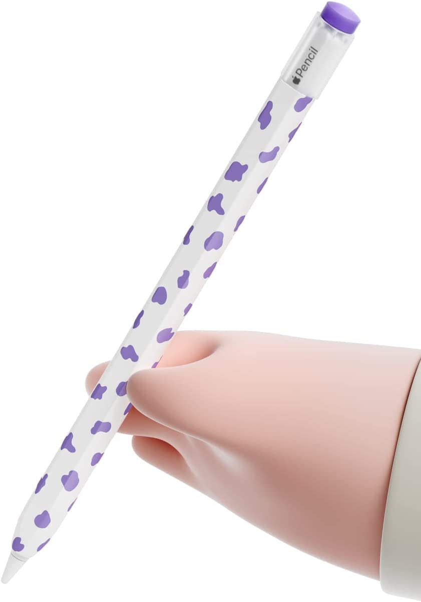 ELETIUO Cow Print Silicone Case for Apple Pencil 2Nd Generaion Cover,Protective Skin Grip Sleeve with Cap Accessories Compatible for Ipad Pro 11 12.9 Inch,Purple  Litumfen   