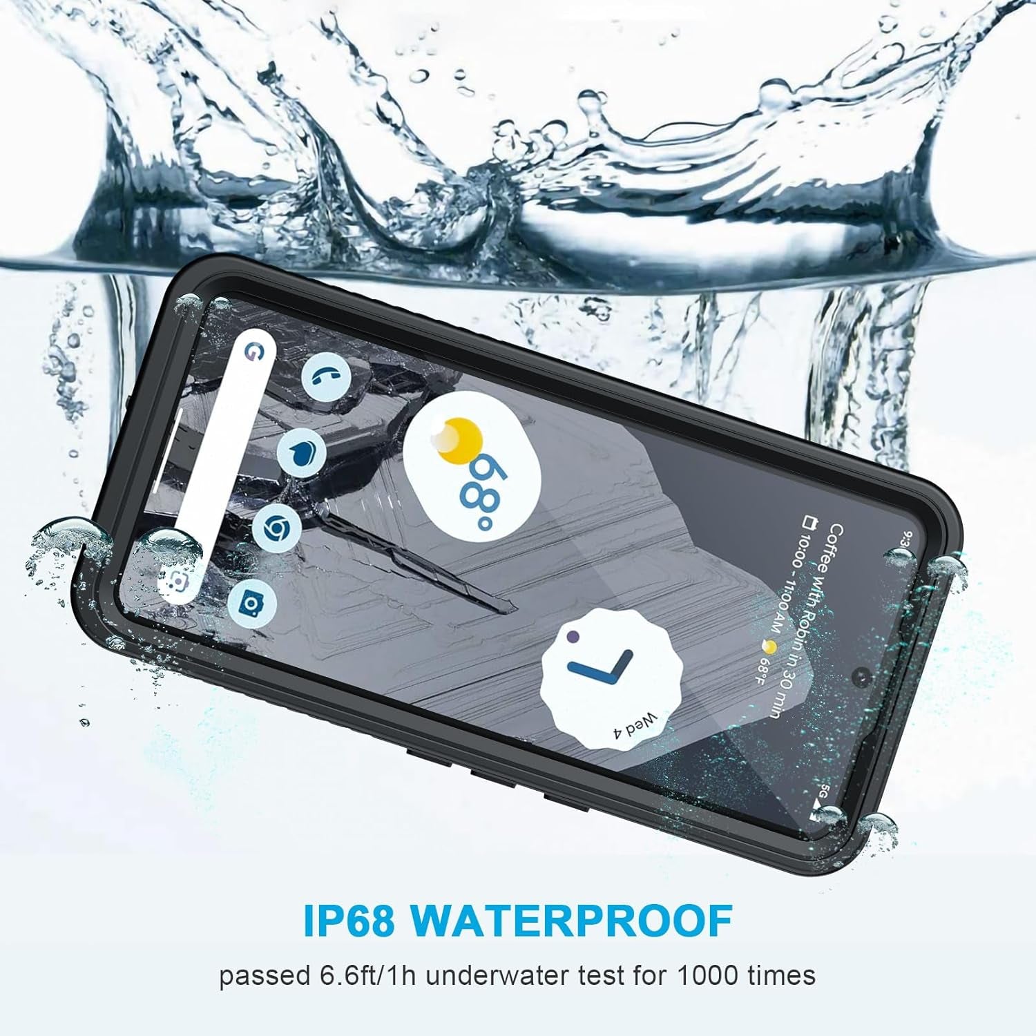 Lanhiem Pixel 8 Pro Case, IP68 Waterproof Dustproof Case with Built-In Screen Protector, Rugged Full Body Shockproof Protective Clear Cover for Google Pixel 8 Pro, Black  Lanhiem   