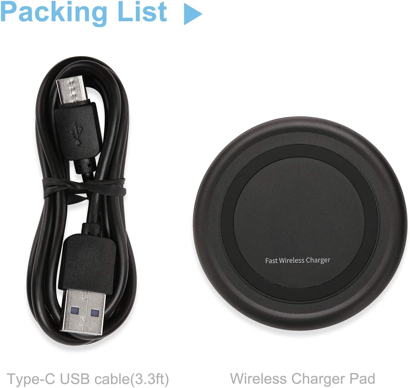 Wireless Charger 10W Qi Fast Wireless Charging Pad,7.5W Compatible with Iphone 11,11 Pro,11 Pro Max,Xs Max,Xr,Xs,X,8,8 Plus,10W for S10,S10+,S9,S8,Note 10,10+,9,8,Airpods(No AC Adapter)  Omhong   