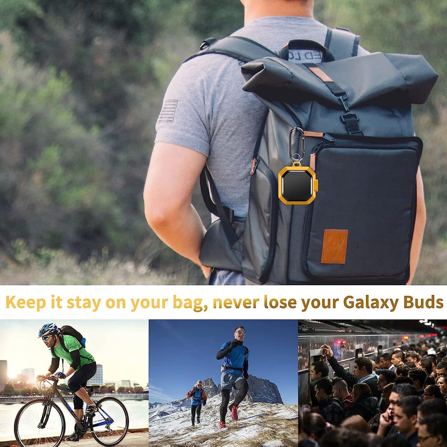 JAKPAK Compatible with Samsung Galaxy Buds 2 Case (2021)/ Galaxy Buds Pro Case (2021) / Galaxy Buds Live Case (2020) Hard PC Shockproof Protective Case with Keychain Secure Lock Design Cover Yellow  JAKPAK   