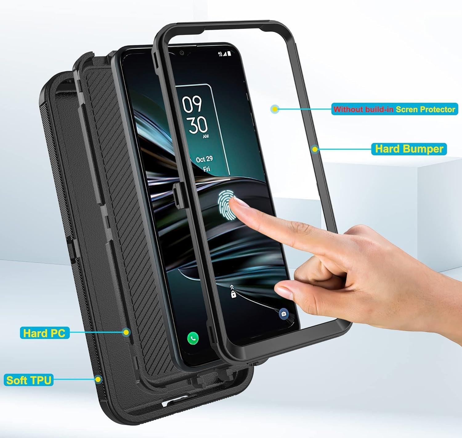 Asuwish Phone Case for LG G8 Thinq Cell Cover Hybrid Rugged Shockproof Hard Protective Drop Proof Full Body Slim Heavy Duty Mobile Accessories LGG8 Thin Q G 8 LG8 G8Thinq Lgg8Thinq 8G Women Black  Asuwish   