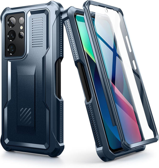 Dexnor for Samsung Galaxy S21 Ultra Case with Screen Protector & S Pen Slot(S Pen Not Included) Dual Layer Cover, 360 Full Body Protective Shockproof Heavy Duty Bumper for S21 Ultra 6.8 Inch-Blue  Dexnor   