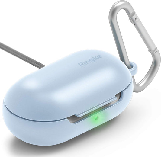 Ringke Case Designed for Galaxy Buds plus (2020) and Galaxy Buds (2019) Hard PC Case Cover Accessory Upgraded Version with Carabiner - Sky Blue  Ringke   