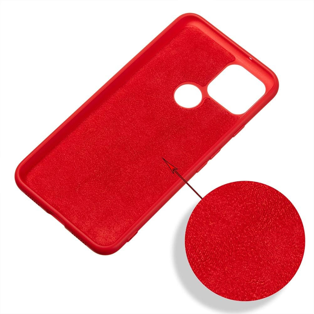 Mikikit Red Silicone Case for Google Pixel 4A 5G, Soft Rubber Gel Case Liquid Silicone Cover Cute Girl Anti-Dirty Case Matte Shockproof Protector Case for Google Pixel 4A 5G  Mikikit   