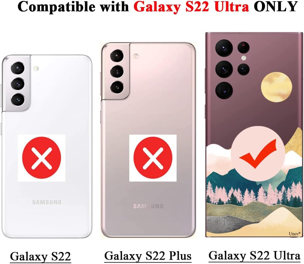 Unov Case Compatible with Galaxy S22 Ultra Case Clear with Design Soft TPU Shock Absorption Slim Embossed Pattern Protective 6.8 Inch (Sierra Mountains)  Unov   