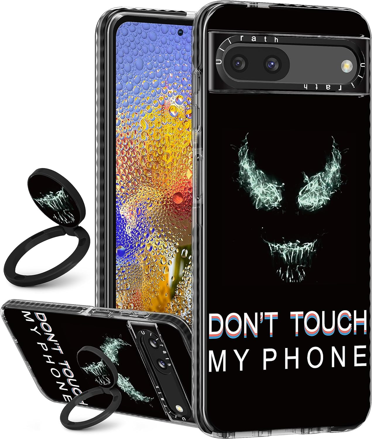 Ulirath (2In 1 for Pixel 6A Case Cute Cartoon Character Design for Girls Kids Boys Teens Women Girly Cover Kawaii Cool TPU Cases with Ring Holder for Google Pixel 6A 6.1",Blue Kiss  Ulirath Face  