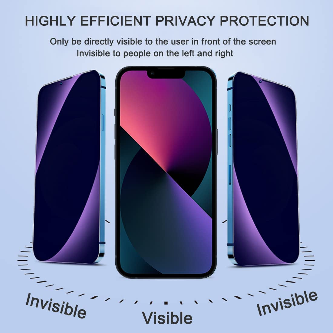 SOOPUR [2 Pack Compatible with Iphone 13 / Iphone 13 Pro/Iphone 14 Anti-Blue Light Privacy Screen Protector 6.1", Scratch Resistant, Anti-Shatter Tempered Glass Film, Rounded Edge Full Coverage  SOOPUR   
