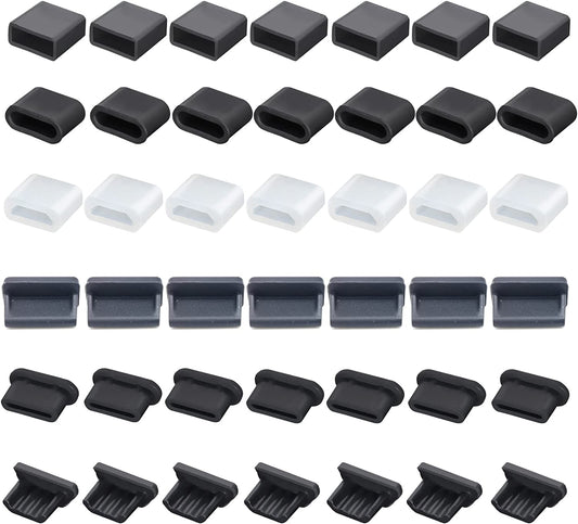 42 PCS 6 Types USB anti Dust Cover Plugs, USB Type-C Dust Stopper, Silicone Soft Micro USB Cap Port Protector, anti Dust Cover Protector Plugs Cap for USB A, Type C, Micro USB Female and Male Ports  OPSFALCON   