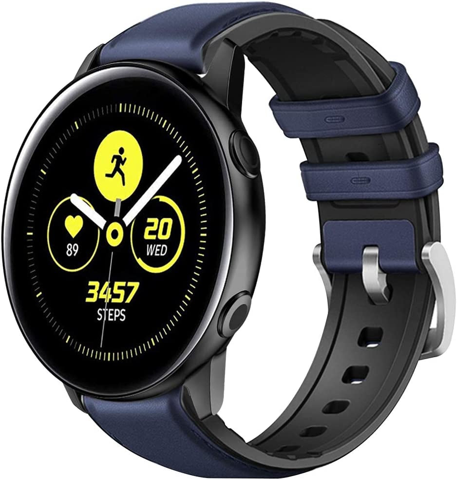 Morsey 20Mm Quick Release Watch Band Compatible with Samsung Galaxy Watch Active 2 40Mm 44Mm/ 42Mm/Pebble/Gizmo/Ticwatch Smart Watch, Nylon Breathable Replacement Sport (Black)  Morsey Z1 Leather-Blue  