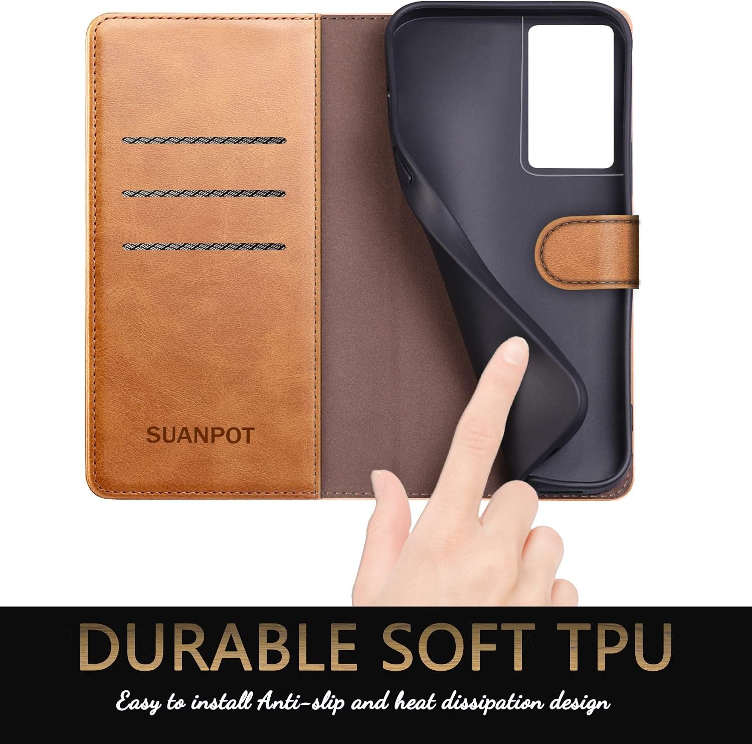 SUANPOT for Samsung Galaxy S21 Ultra 6.8" with RFID Blocking Leather Wallet Case Credit Card Holder,Flip Folio Book Phone Case Shockproof Cover Women Men for Samsung S21 Ultra Case Wallet Light Brown  SUANPOT   
