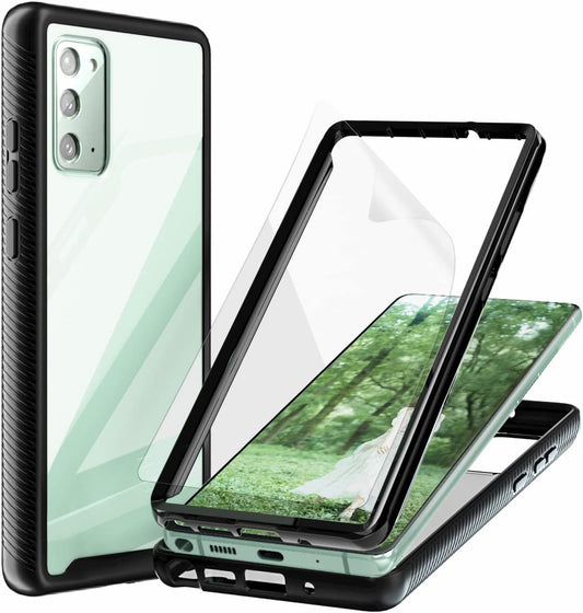 Note 20 Case, Samsung Galaxy Note 20 Case,Fingic Built in Screen Protector Full Body Protection Hard Shell Soft TPU Bumper Shockproof Rugged Protective Cover for Samsung Galaxy Note 20 5G 2020 (Clear)  Fingic   