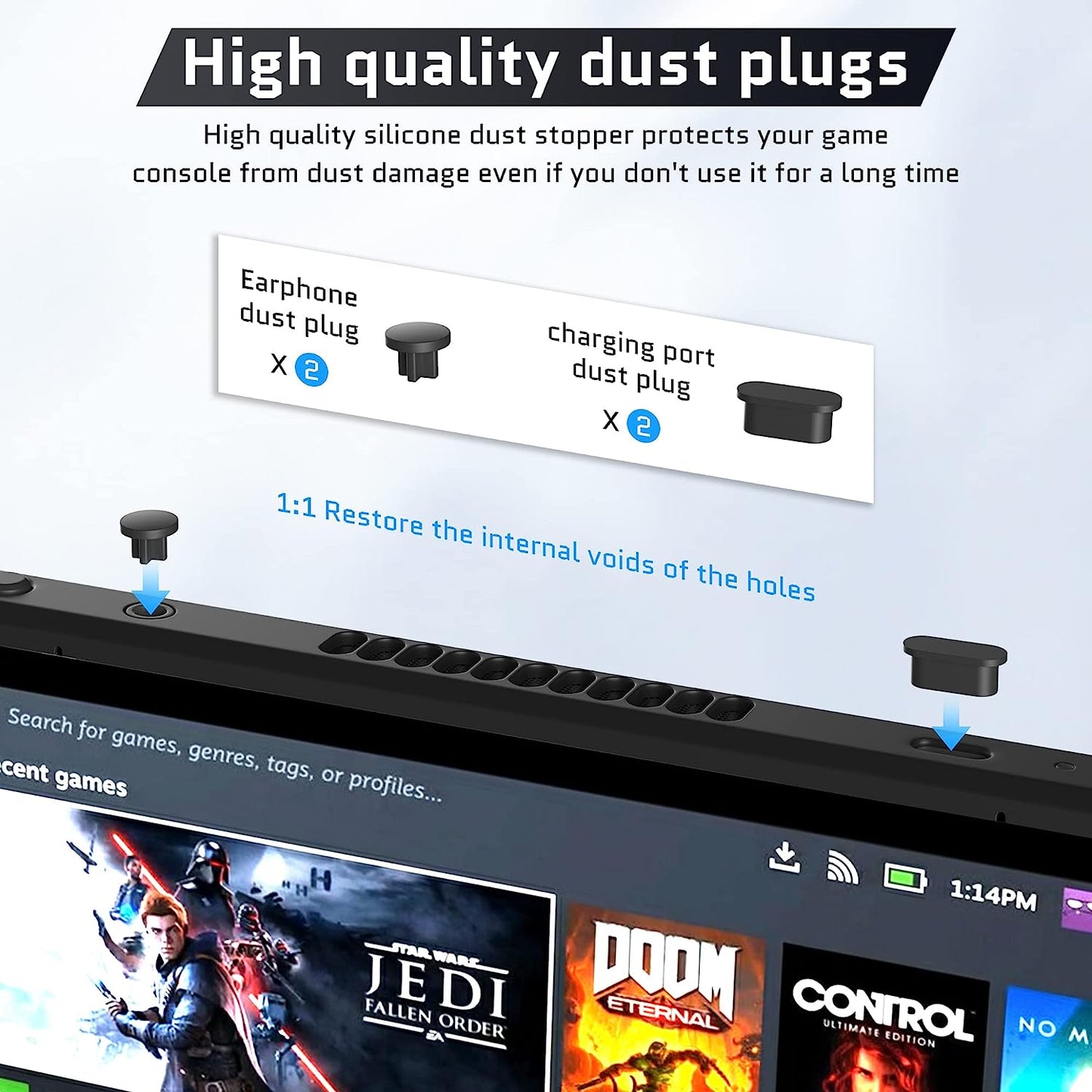 16 Pack - RHOTALL Dust Proof Kit for Steam Deck, Protective Accessories for Steam Deck with Protective Sticker, Dust Plugs, Dust Cover, Rocker Caps  RHOTALL   