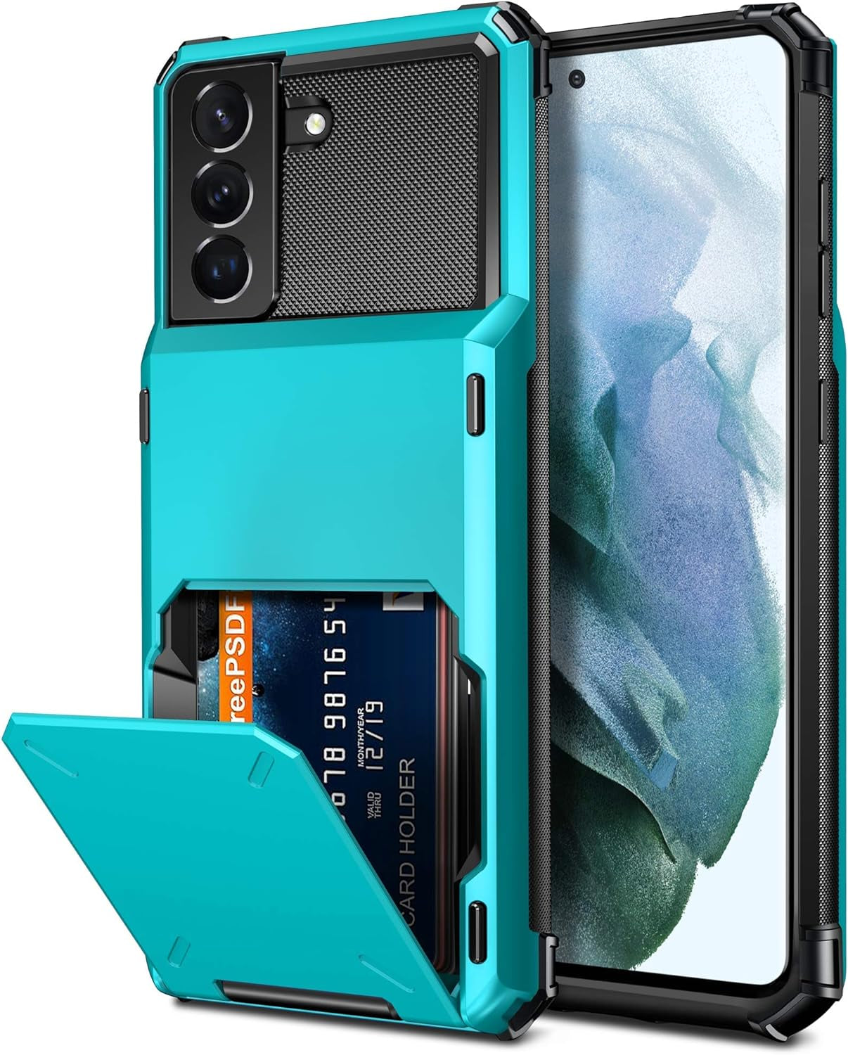 Vofolen for Galaxy S21 plus Case Wallet Credit Card Holder 4-Card Flip Cover ID Slot Back Hidden Pocket Dual Layer Protective Hybrid Hard Shell Bumper Armor Case for Samsung S21+ S21 plus 6.7 Purple  Vofolen Light-Blue  