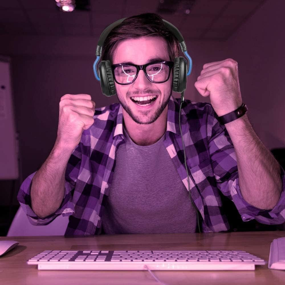 YHLZ Gaming Headset, Gaming Headset 3.5Mm Stereo Over-Ear Headphone with Adjustable Microphone Volume Control Noise Canceling for PC Laptop Smart Phone  Rivia   