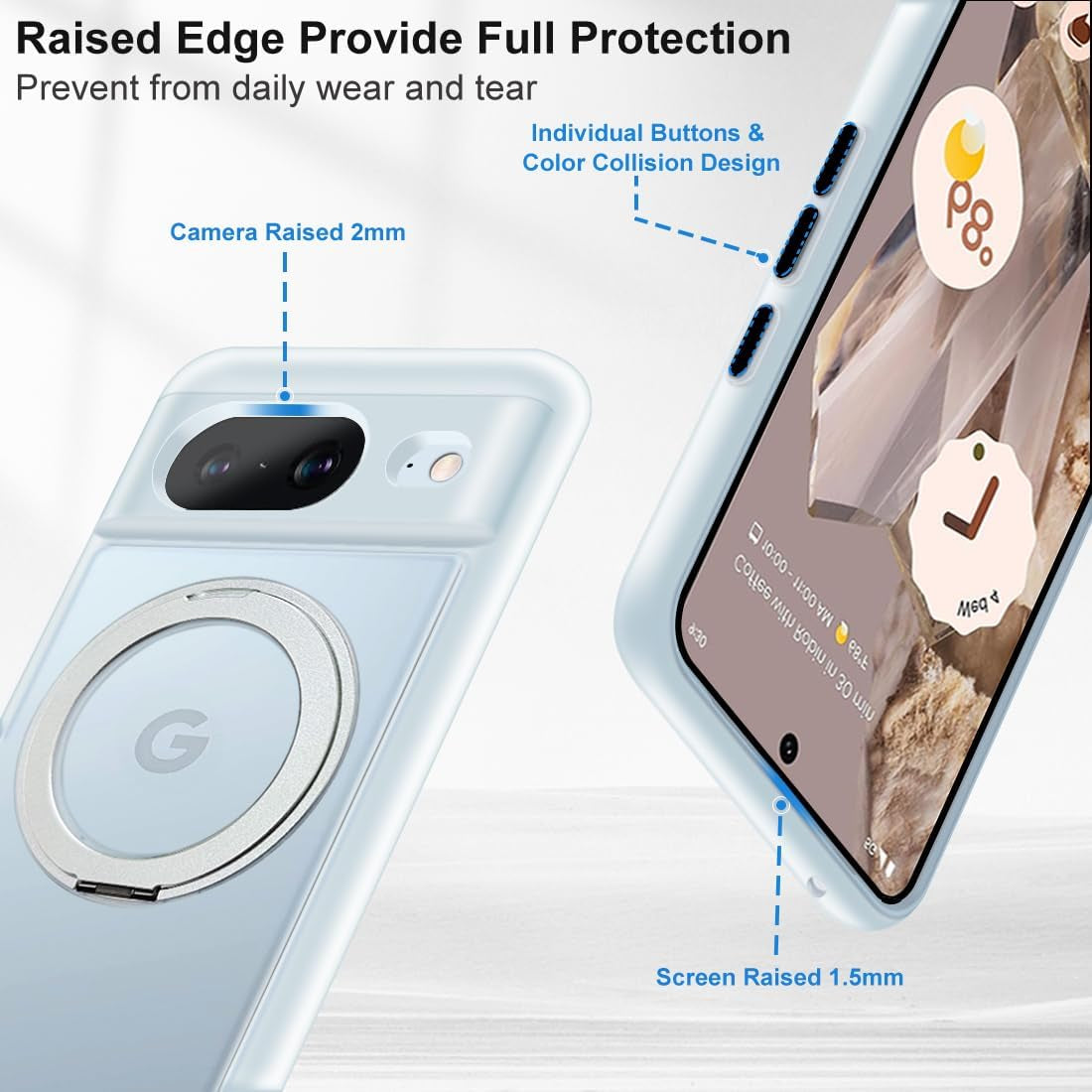 MALEWOLF for Google Pixel 8 Case Compatible with Magsafe [Built-In Invisible Kickstand] TPU Shockproof Sturdy Thin Matte Translucent Cover Protective Phone Case for Pixel 8 5G (Frosted Clear)  MALEWOLF   