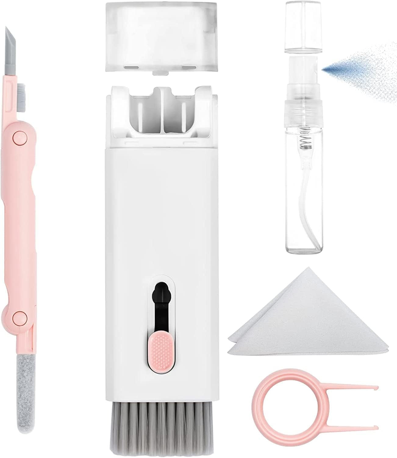 Acuvar 5 in 1 Cleaning Kit for Smartphone, Earbuds, Tablets, Laptops & Cameras Screen Cleaner Tool Kit with Cleaning Pen, Spray, Soft Brush, Sponge and Metal Tip for Charging Port, Speaker, Headphones  Acuvar 7in1 1 Pack 