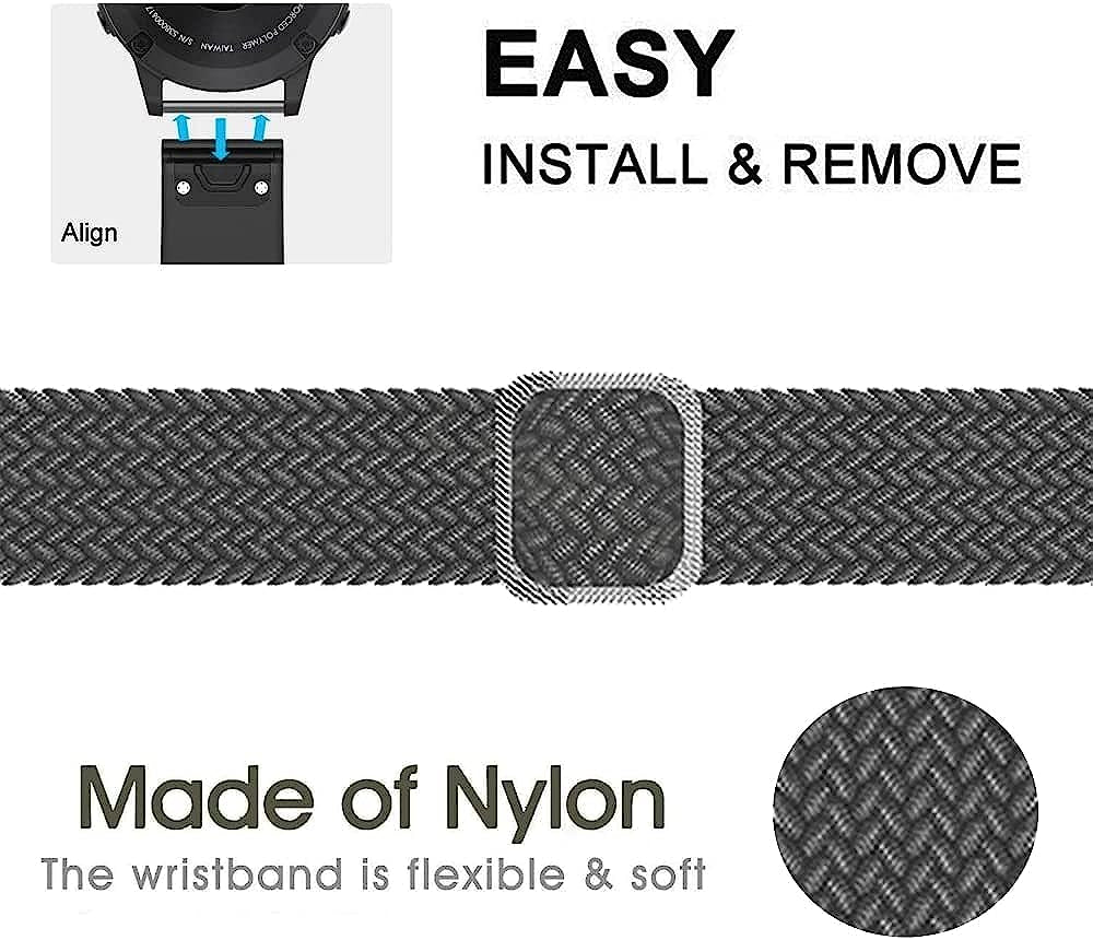 RAYESS 22Mm 26Mm Quick Fit Watchband for Garmin Fenix 6X 6X Pro 5X 3 Loop Nylon Wrist Band/Garmin Fenix 6 6 Pro 5 plus Fenix 7X Fenix 7  RAYESS   