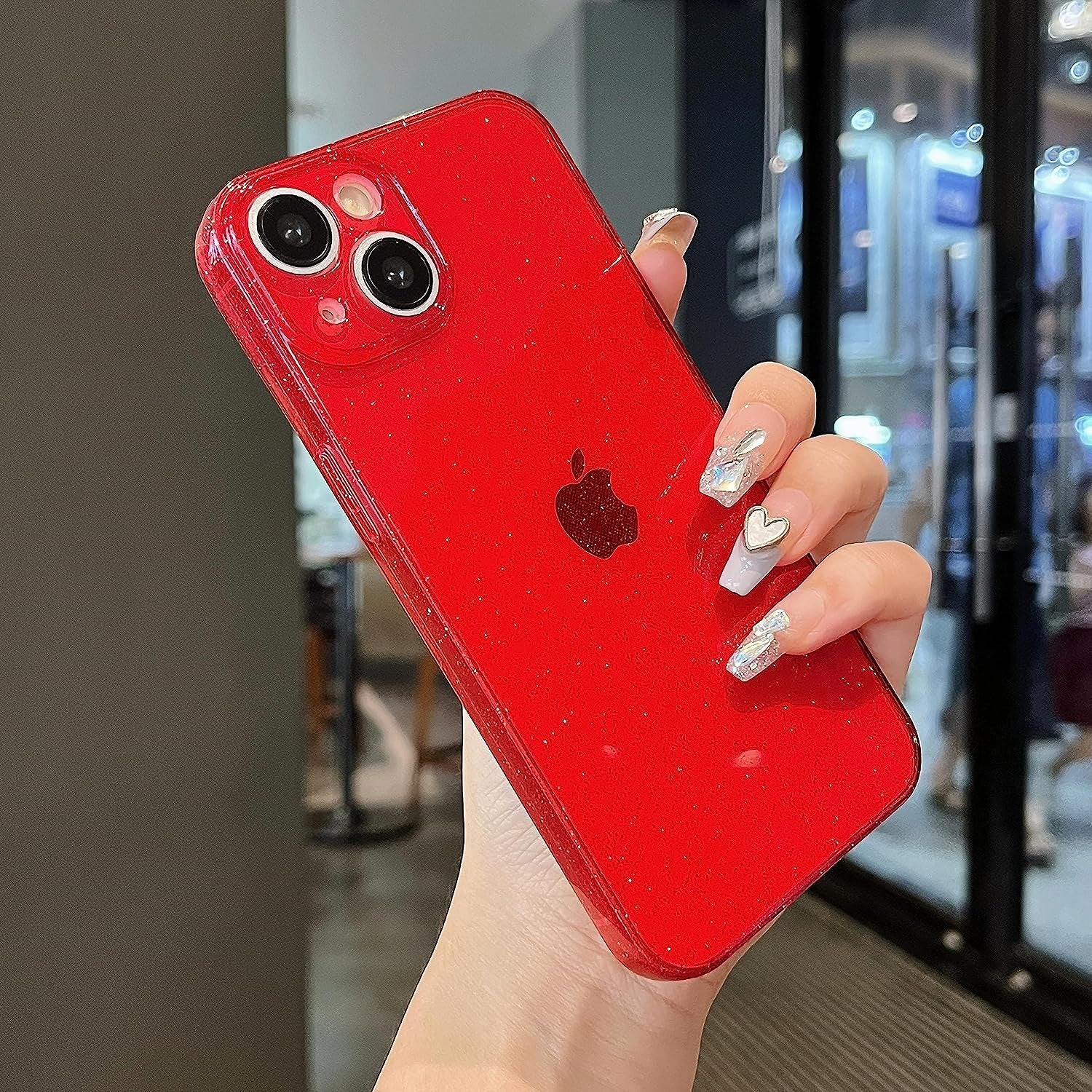 ZTOFERA Clear Glitter Case for Iphone 13,Cute Sparkly Shiny Bling Case for Women Girls,Sparkle Transparent Soft Slim TPU Shockproof Protective Bumper Cover for Iphone 13 6.1 Inch-Glitter Clear  ZTOFERA Glitter Red  