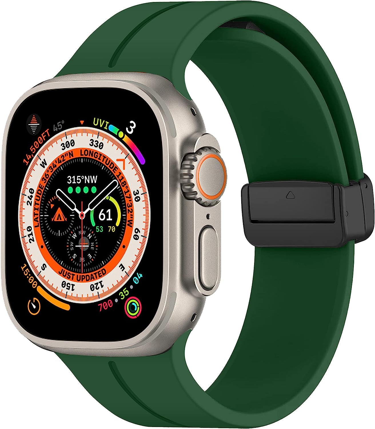 Magnetic for Apple Watch Ultra Band 49Mm 45Mm 44Mm 41Mm 40Mm Iwatch Bands 38Mm 42Mm Men/Women,Soft Sport Silicone Replacement Wristband Correa Strap for Apple Watch Band Series 8/7/6/5/4/3/2/1/SE  DMVEIMAL 12-Clover Green 42mm 44mm 45mm 49mm 